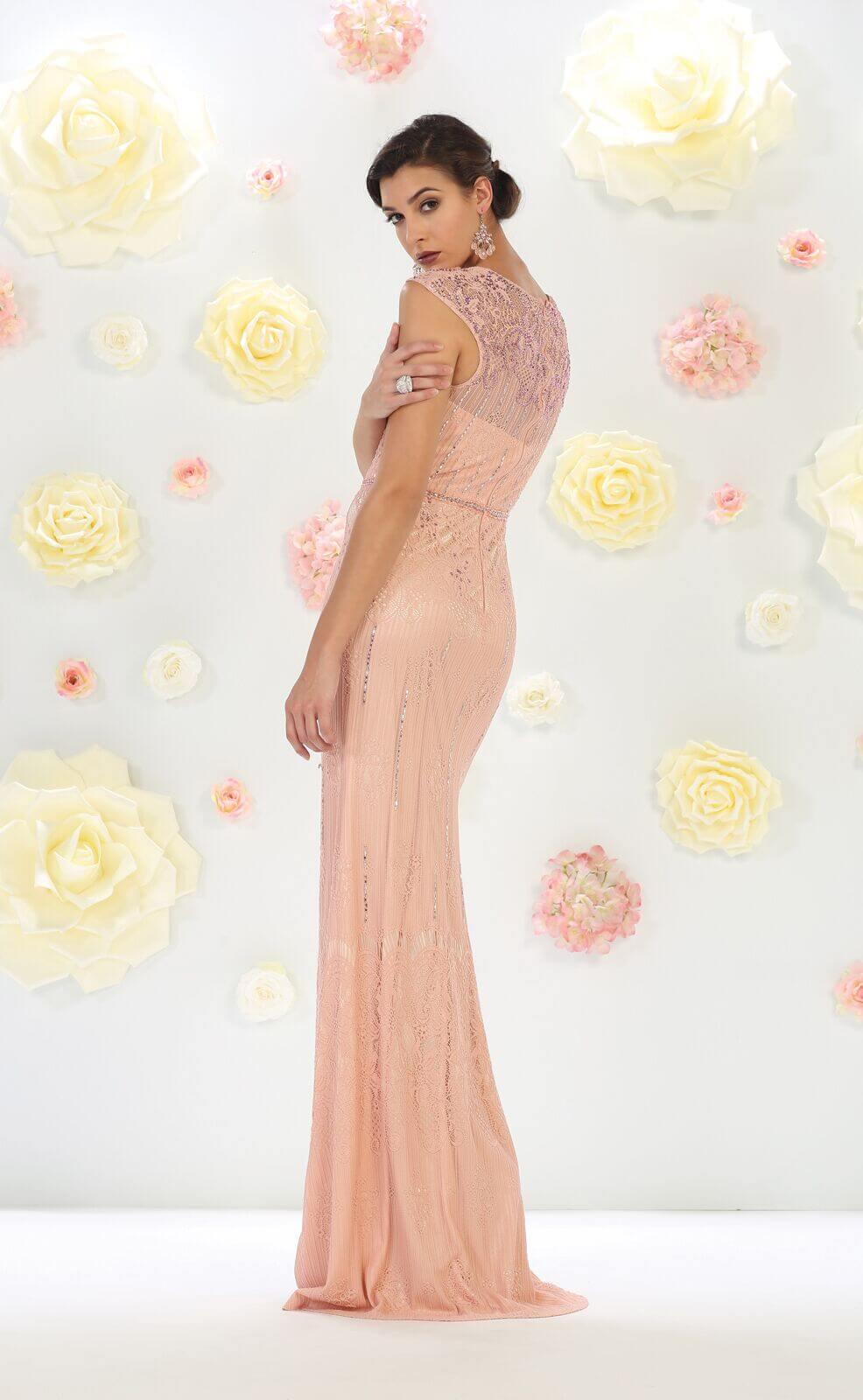 Long Formal Plus Size Mother of the Bride Lace Dress - The Dress Outlet May Queen