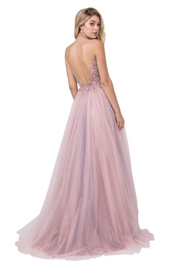Long Formal Prom Beaded Evening Ball Gown