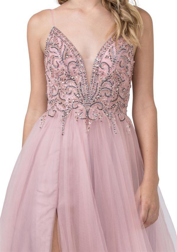 Long Formal Prom Beaded Evening Ball Gown