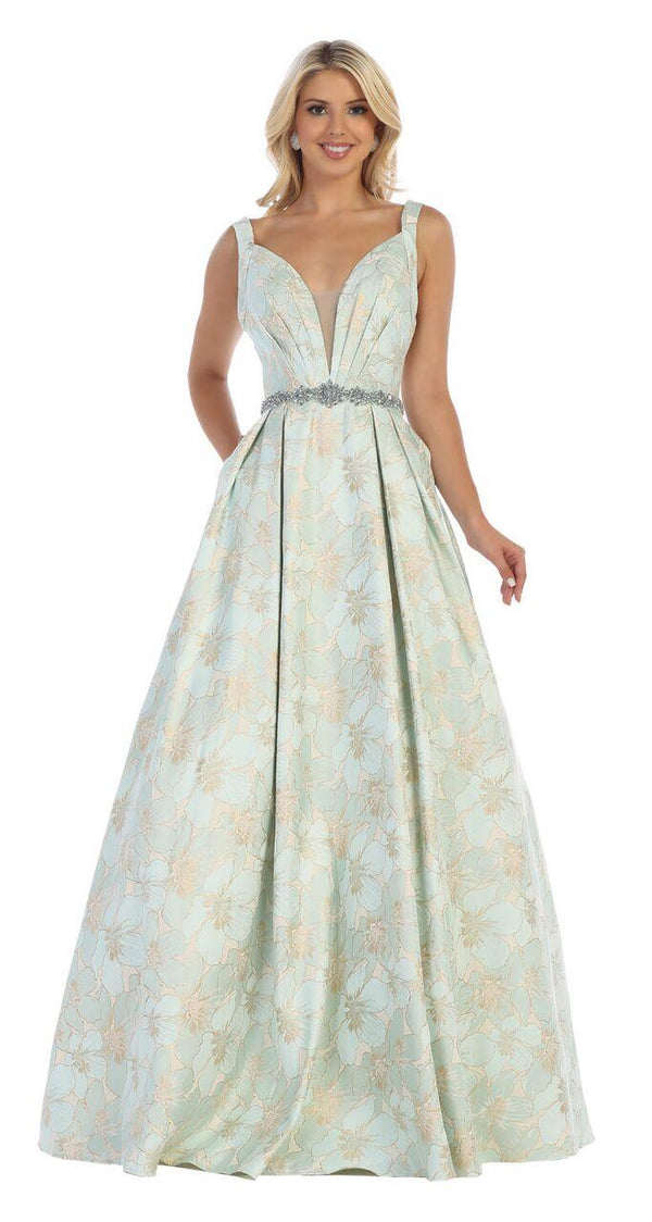 Long Formal Prom Dress Ball Gown with Pockets