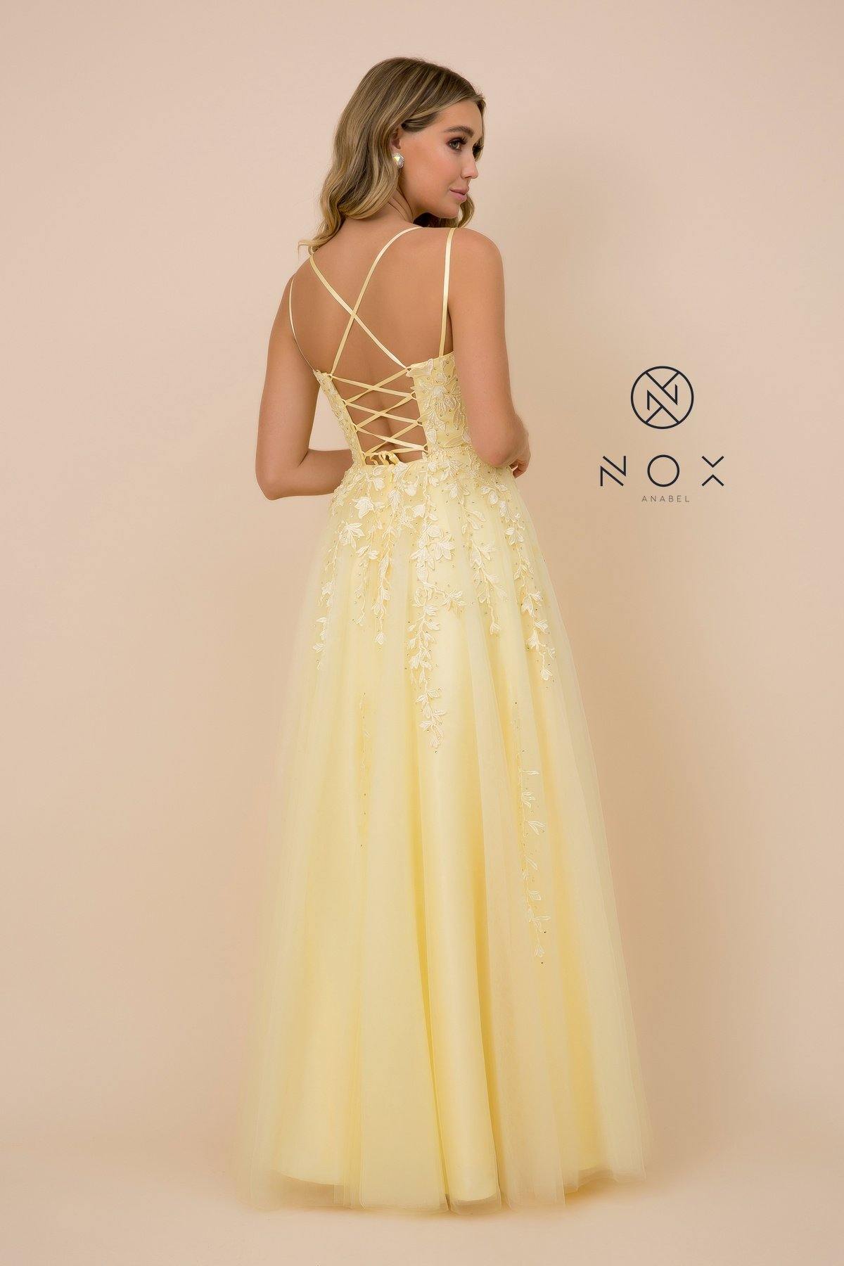 Long Formal Prom Floral Applique Evening Dress