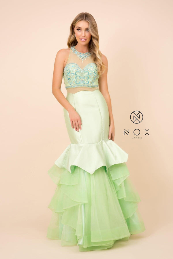 Long Formal Prom Two Piece Gown Mermaid Dress