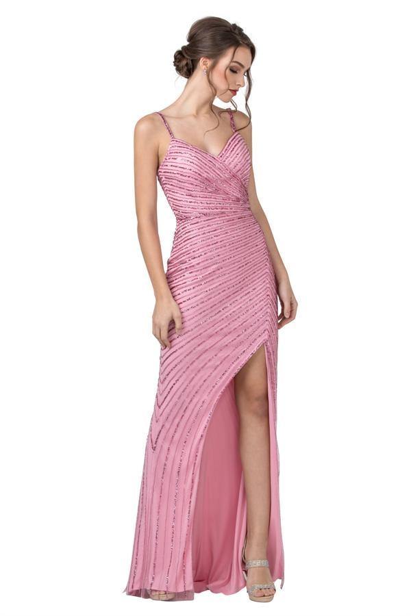Long Formal Sequins Spaghetti Straps Prom Dress - The Dress Outlet