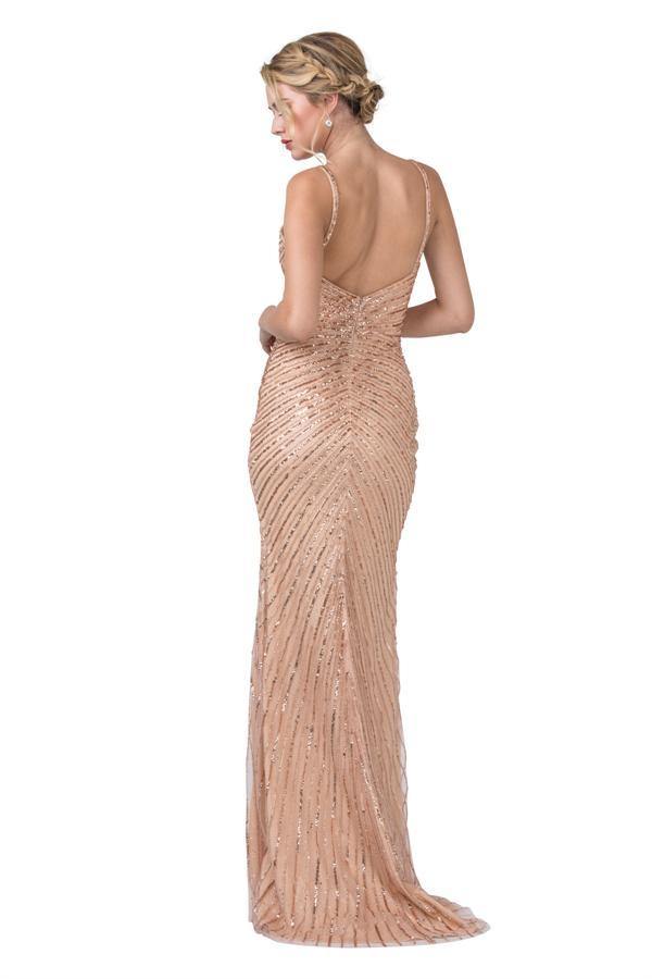 Long Formal Sequins Spaghetti Straps Prom Dress - The Dress Outlet