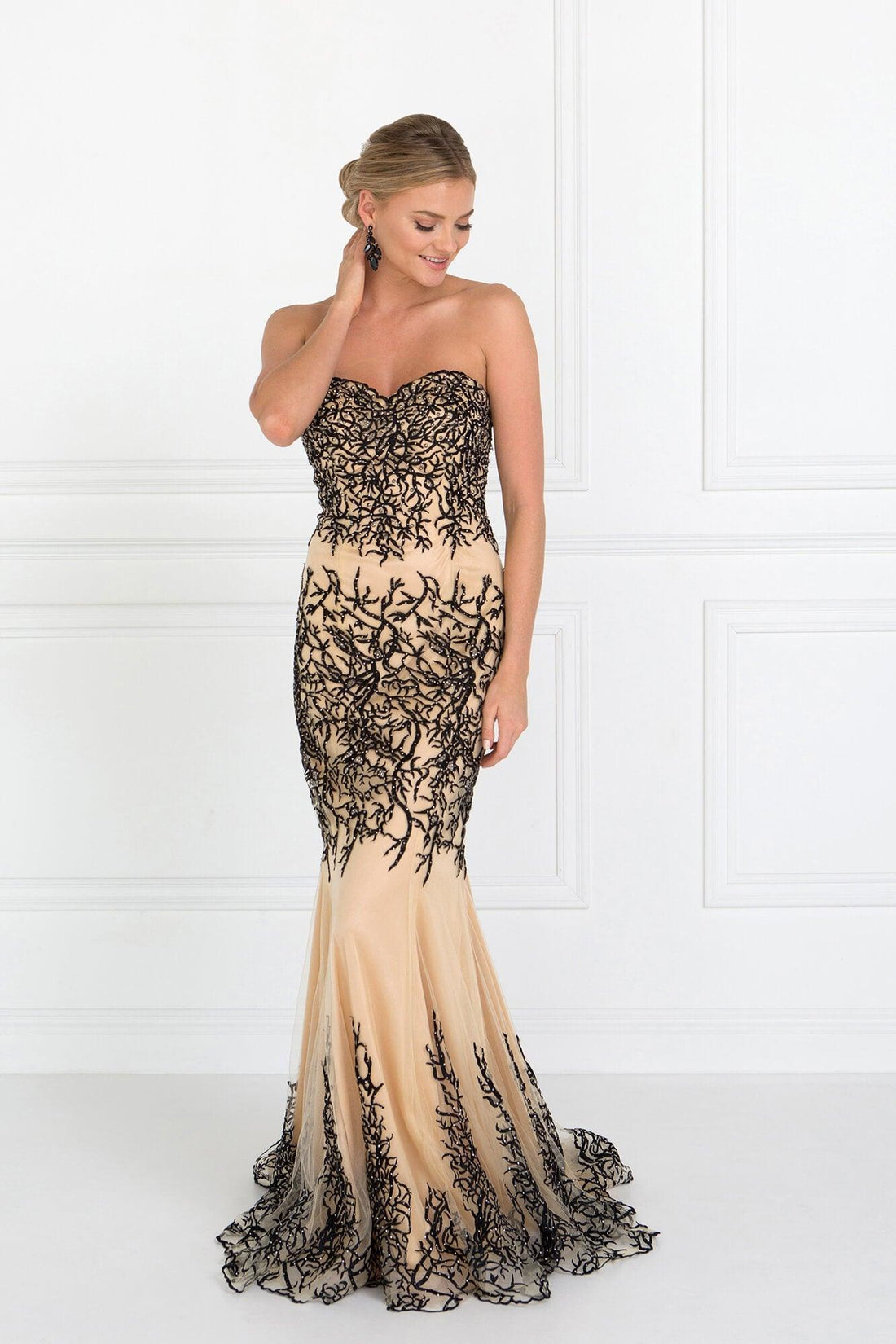Blue Strapless Sheath Long Formal Party Dress Simple Evening Dress, DP4750 main image 1