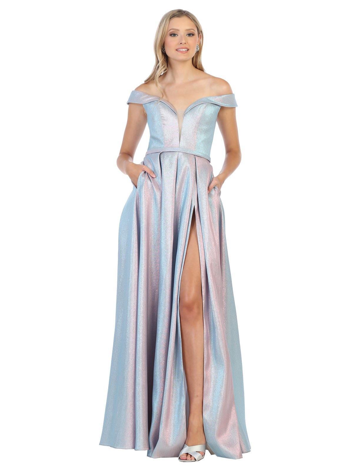 Long Formal Sexy Off Shoulder Evening Prom Dress - The Dress Outlet May Queen