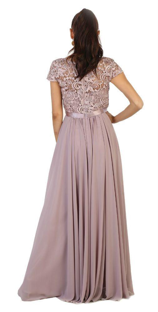 Long Formal Short Sleeve Evening Plus Size Gown - The Dress Outlet May Queen