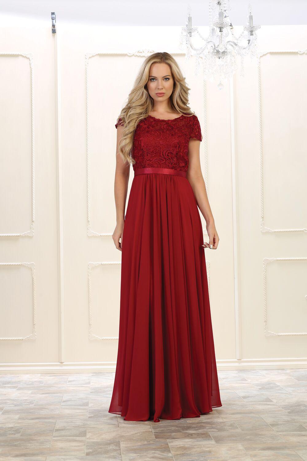 Long Formal Short Sleeve Evening Plus Size Gown - The Dress Outlet May Queen