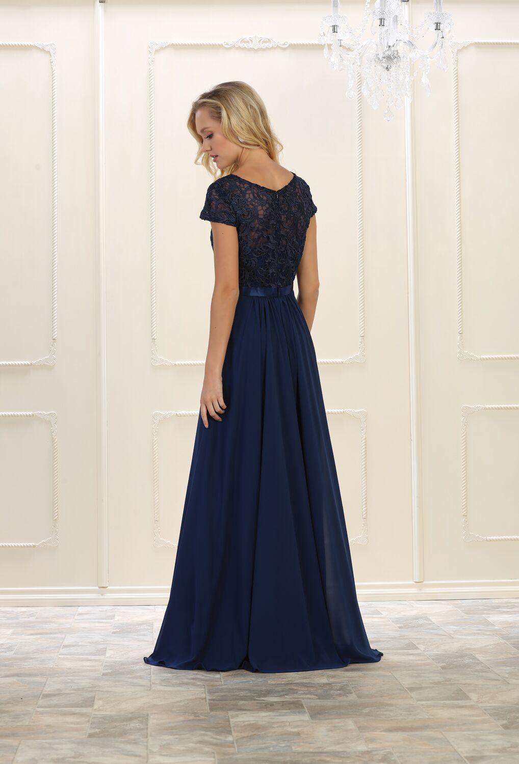 Long Formal Short Sleeve Evening Plus Size Gown - The Dress Outlet May Queen