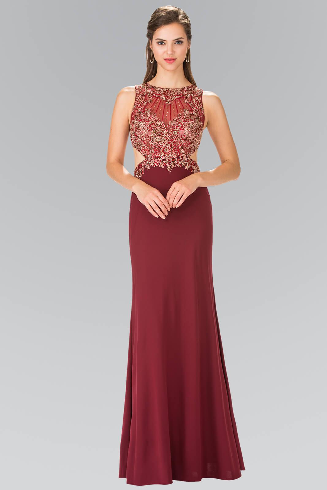 Long Formal Side Cut Dress Evening Prom Gown - The Dress Outlet Elizabeth K