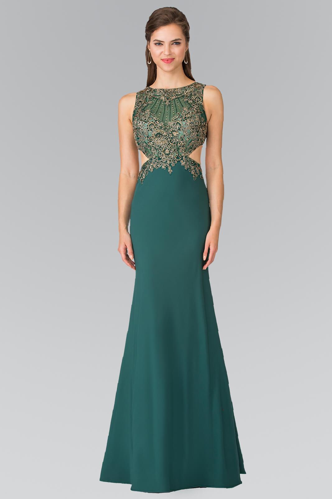 Long Formal Side Cut Dress Evening Prom Gown - The Dress Outlet Elizabeth K