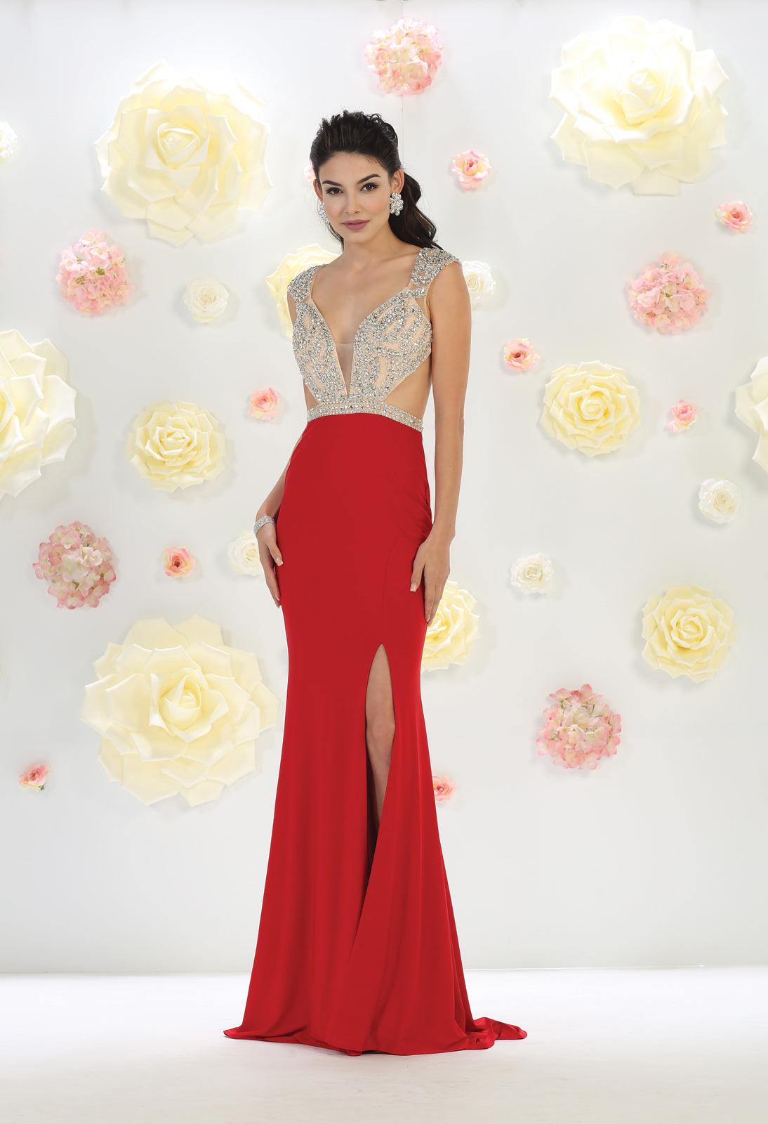 Long Formal Sleeveless Evening Gown Prom Dress - The Dress Outlet May Queen