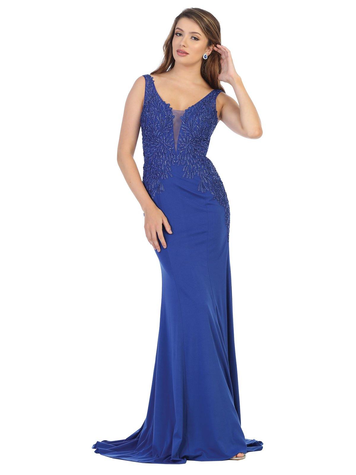 Long Formal Sleeveless Evening Prom Fitted Dress - The Dress Outlet May Queen
