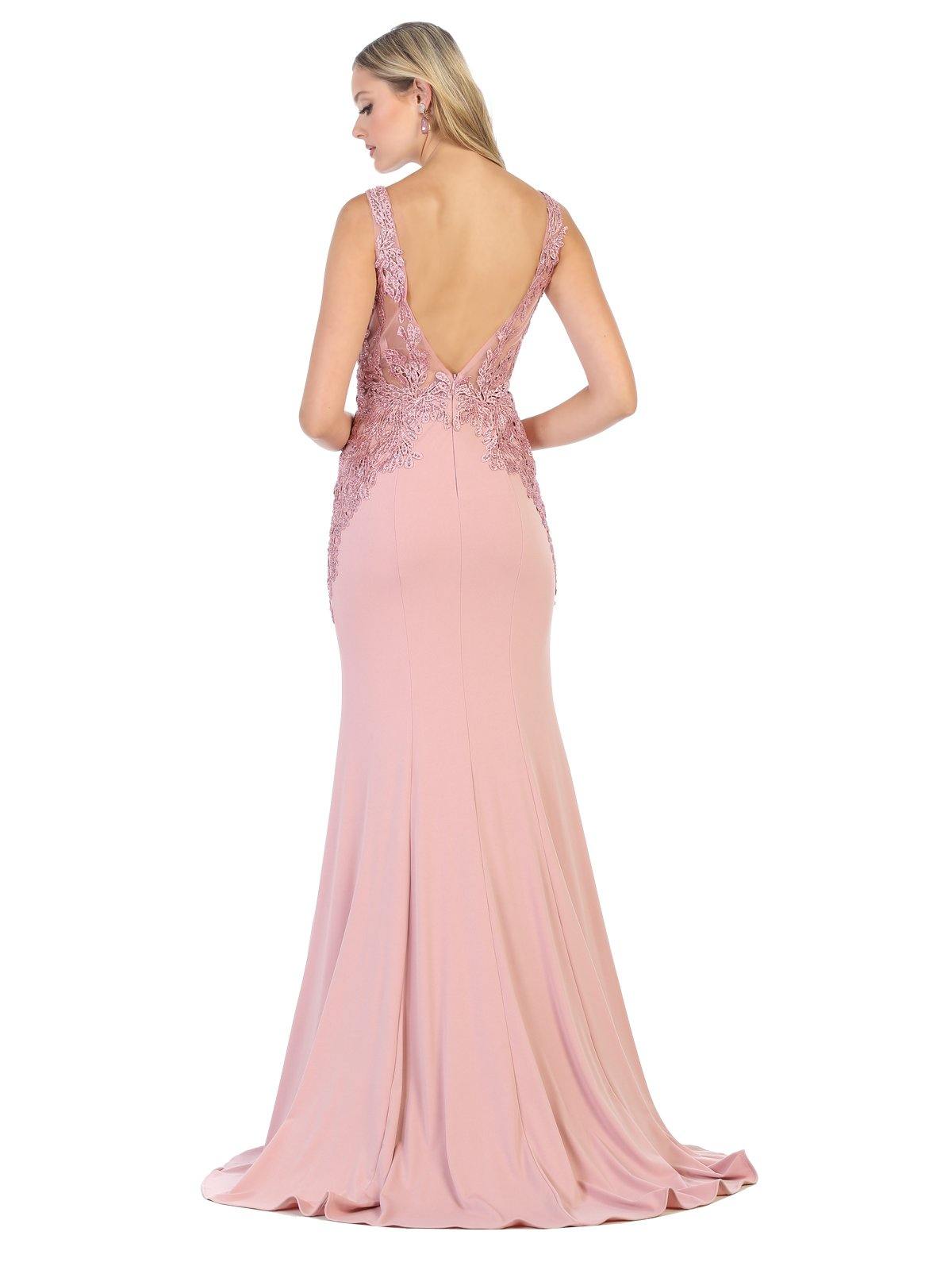 Long Formal Sleeveless Evening Prom Fitted Dress - The Dress Outlet May Queen