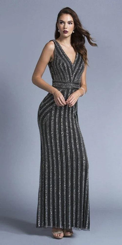 Long Formal Sleeveless Evening Prom Sequins Gown - The Dress Outlet