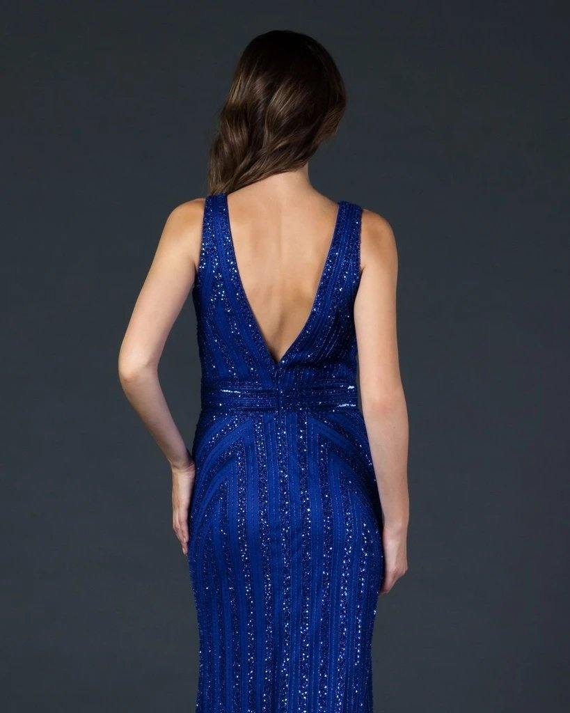 Long Formal Sleeveless Evening Prom Sequins Gown - The Dress Outlet