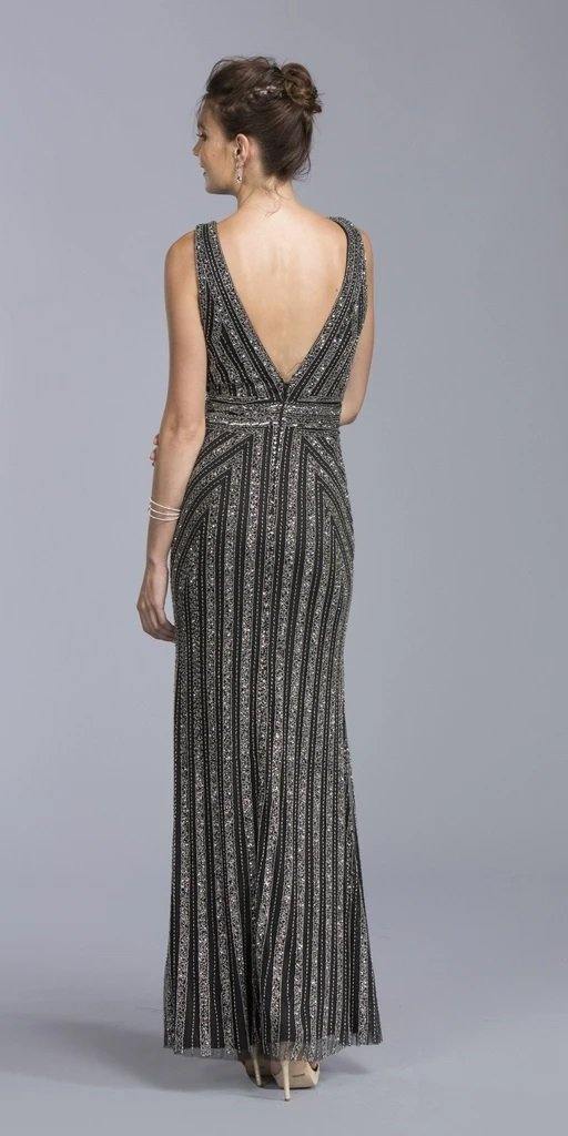 Long Formal Sleeveless Evening Prom Sequins Gown
