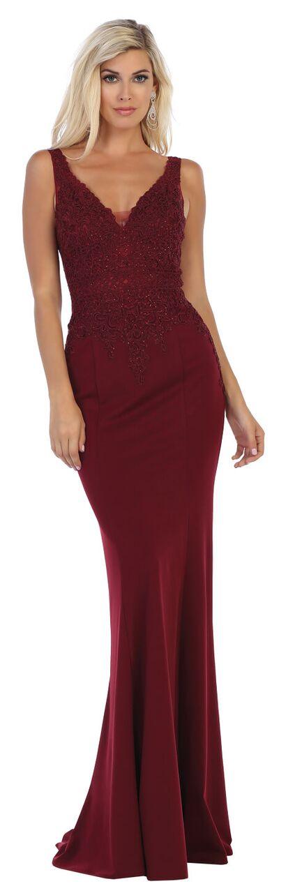 Long Formal Sleeveless Lace Bodice EveningProm Dress - The Dress Outlet May Queen