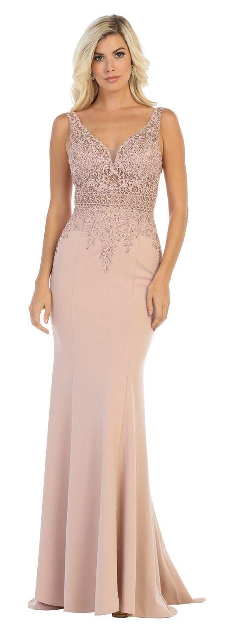 Long Formal Sleeveless Lace Bodice EveningProm Dress - The Dress Outlet May Queen