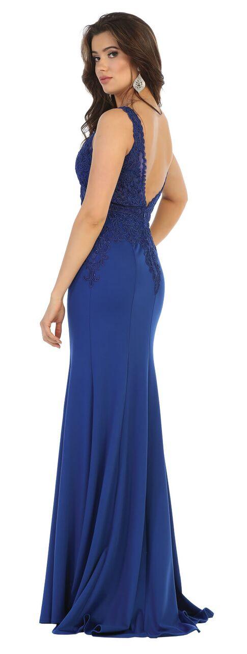 Long Formal Sleeveless Lace Bodice EveningProm Dress - The Dress Outlet May Queen