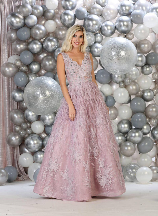 Long Formal Sleeveless Lace Bodice Prom Dress