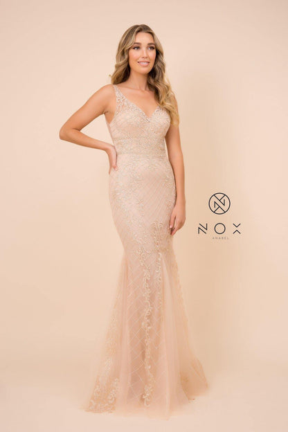 Long Formal Sleeveless Mermaid Prom Dress Gold