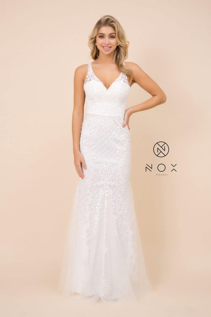 Long Formal Sleeveless Mermaid Prom Dress White