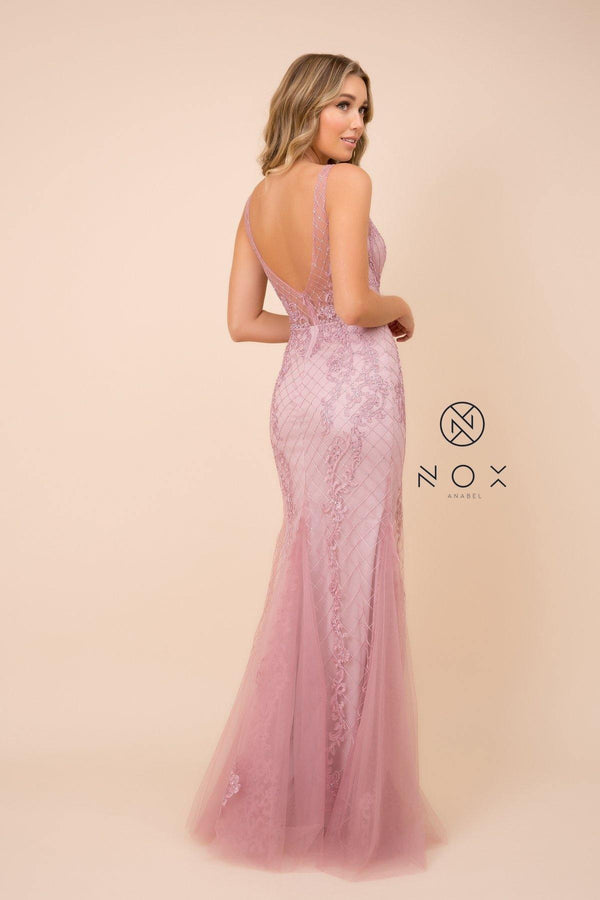Long Formal Sleeveless Mermaid Prom Dress Rose Pink