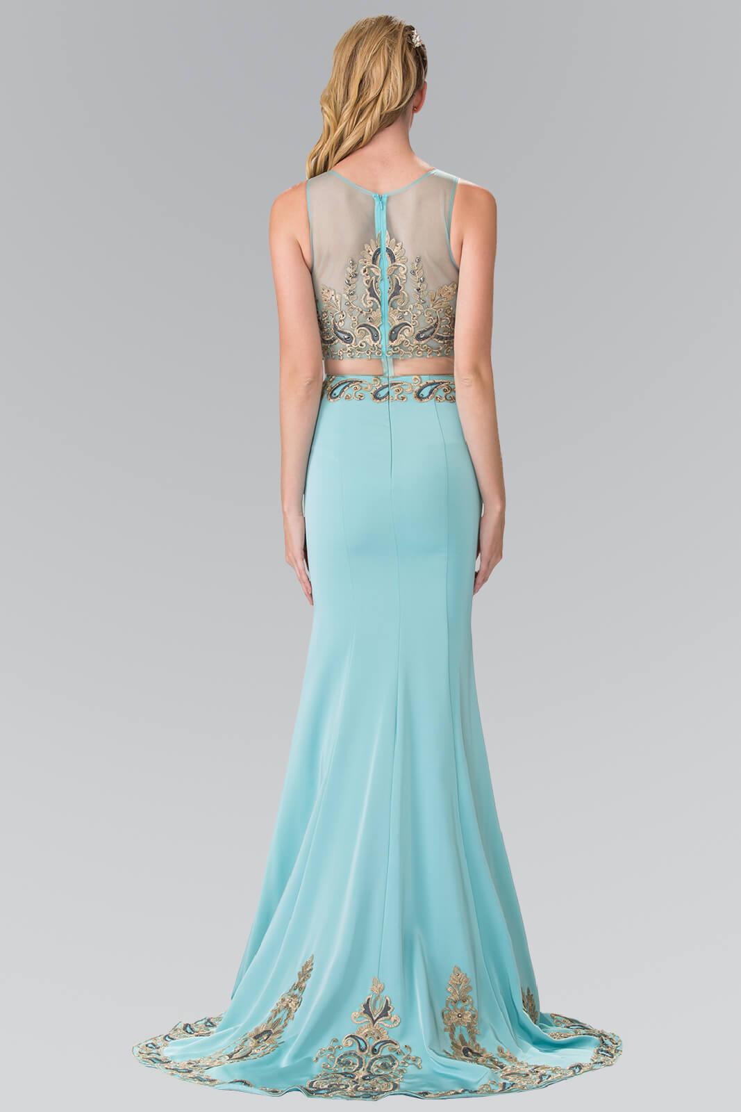 Long Formal Sleeveless Mock Two Piece Prom Dress - The Dress Outlet Elizabeth K