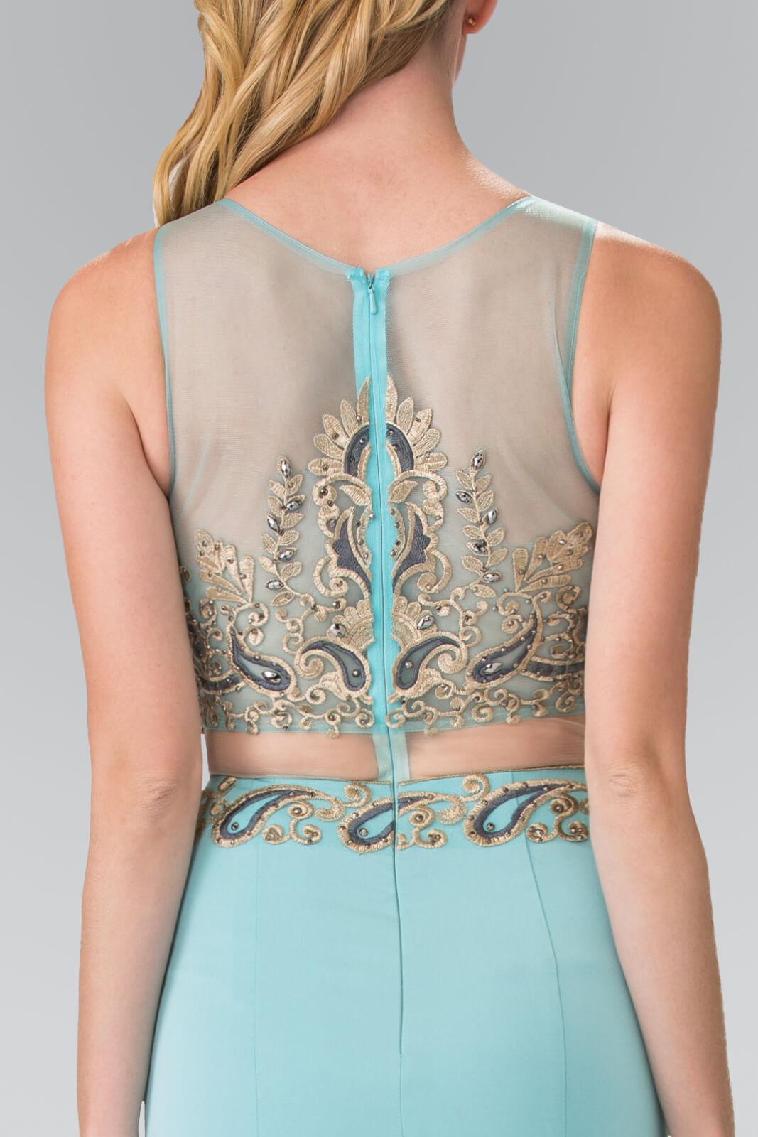 Long Formal Sleeveless Mock Two Piece Prom Dress - The Dress Outlet Elizabeth K