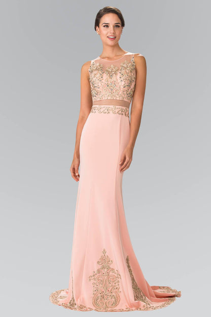 Long Formal Sleeveless Mock Two Piece Prom Dress - The Dress Outlet Elizabeth K