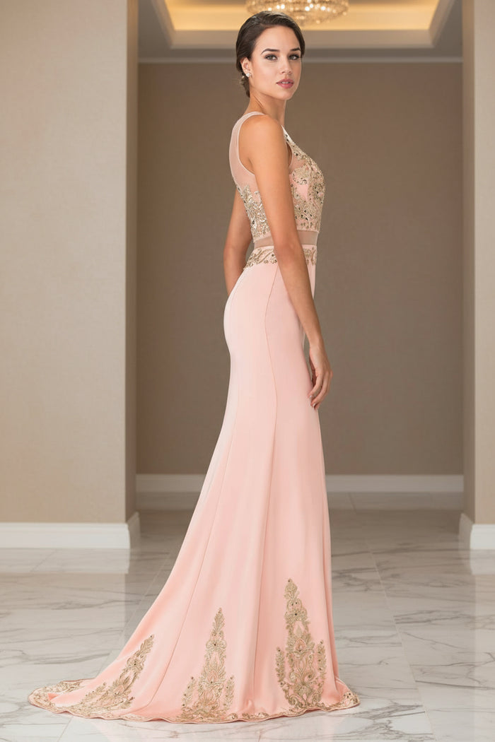 Long Formal Sleeveless Mock Two Piece Prom Dress - The Dress Outlet Elizabeth K