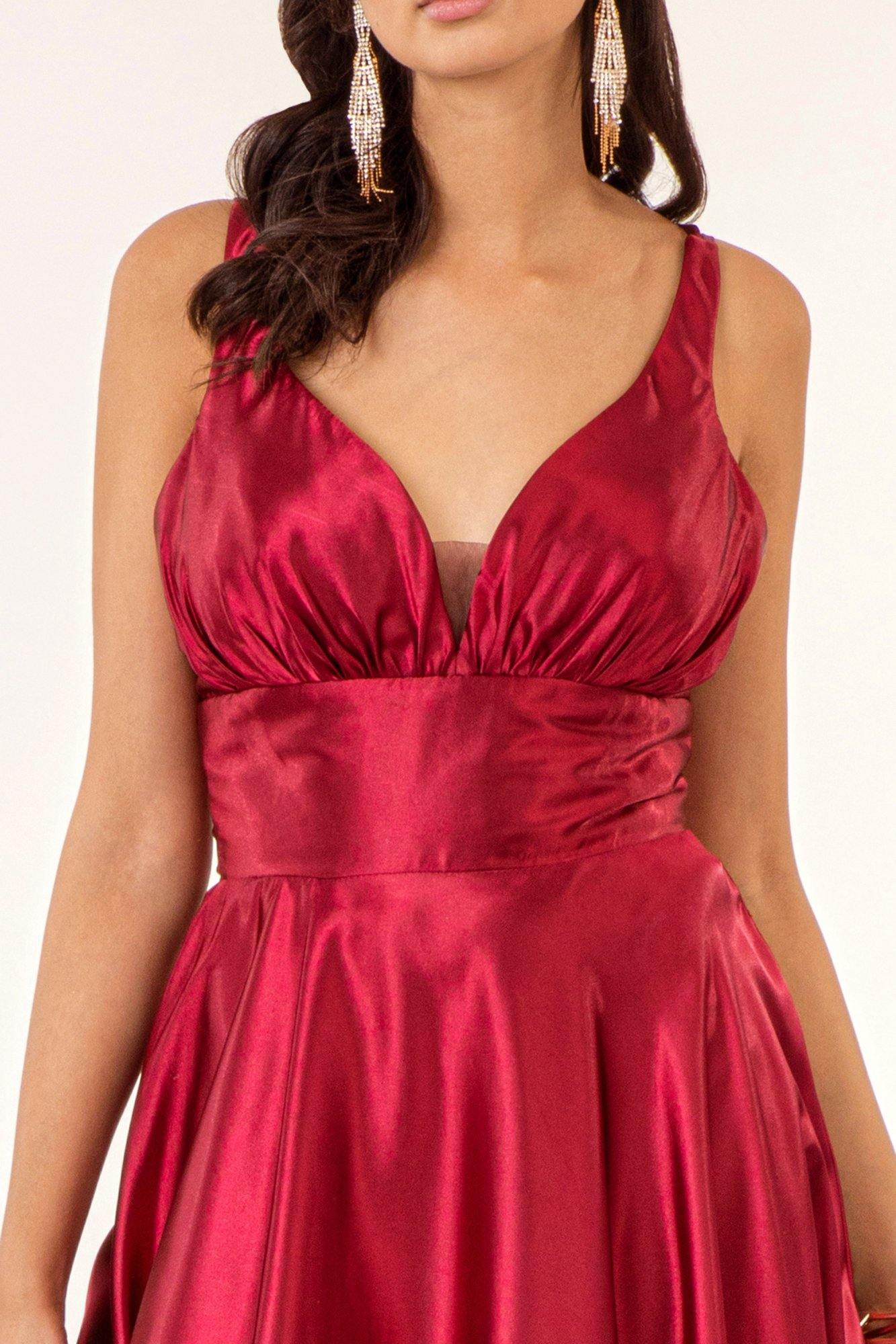 Long Formal Sleeveless Satin Prom Dress - The Dress Outlet