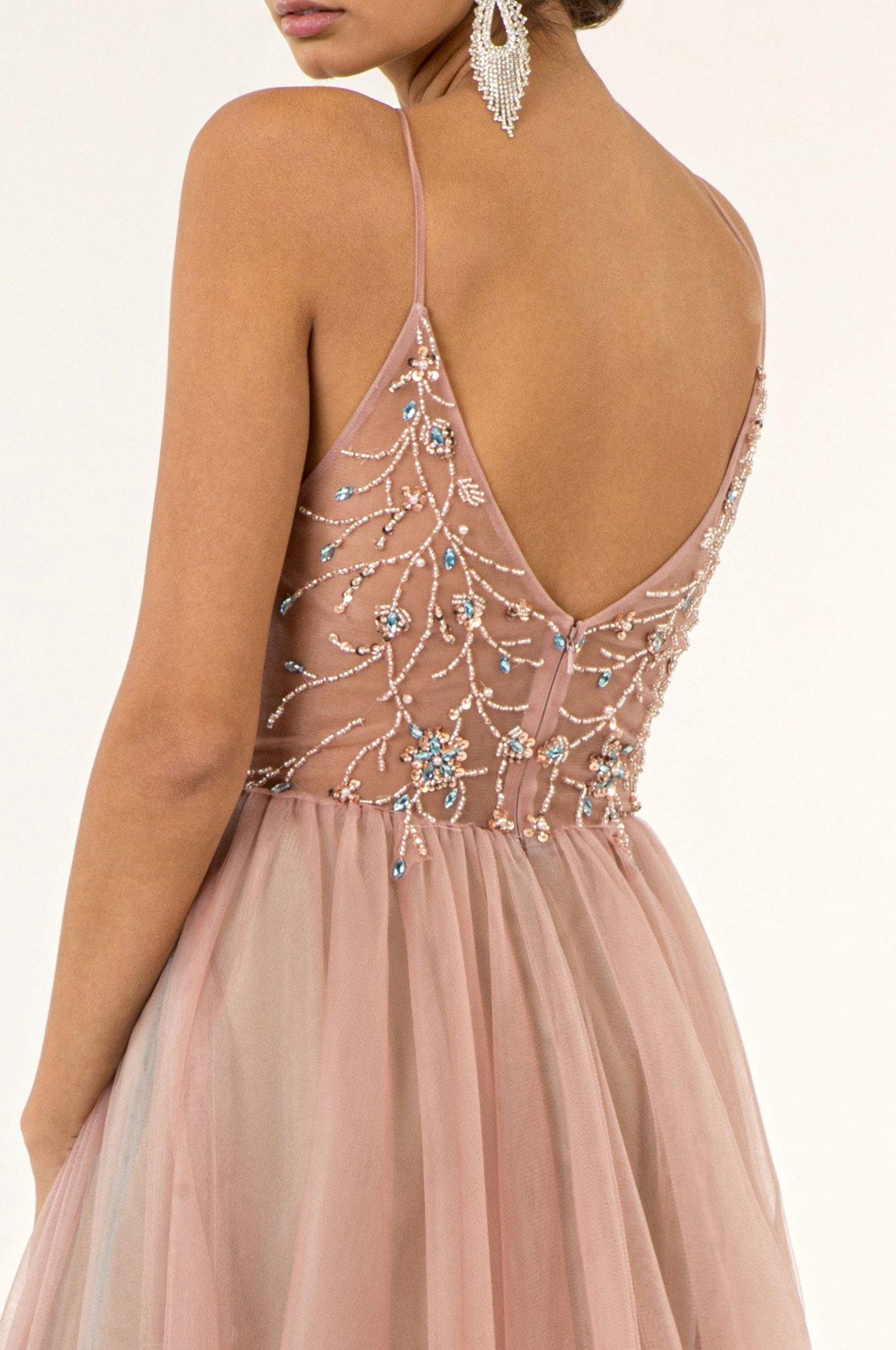 Long Formal Spaghetti Strap A Line Prom Dress - The Dress Outlet