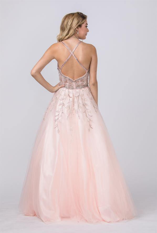 Long Formal Spaghetti Straps Evening Prom Ball Gown