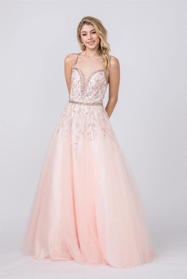 Long Formal Spaghetti Straps Evening Prom Ball Gown