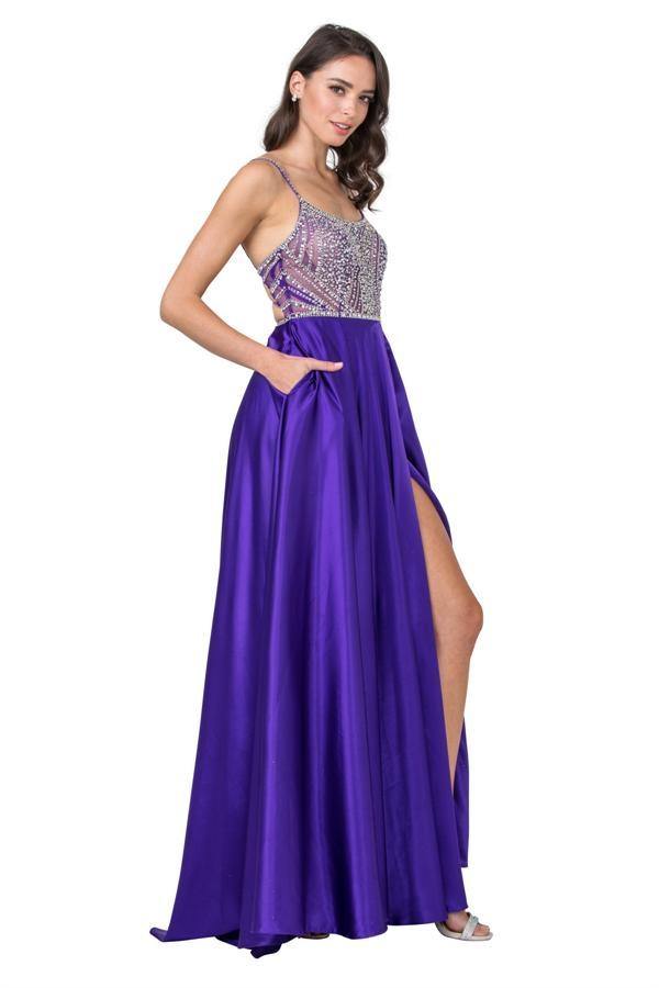 Long Formal Spaghetti Straps Evening Prom Dress - The Dress Outlet