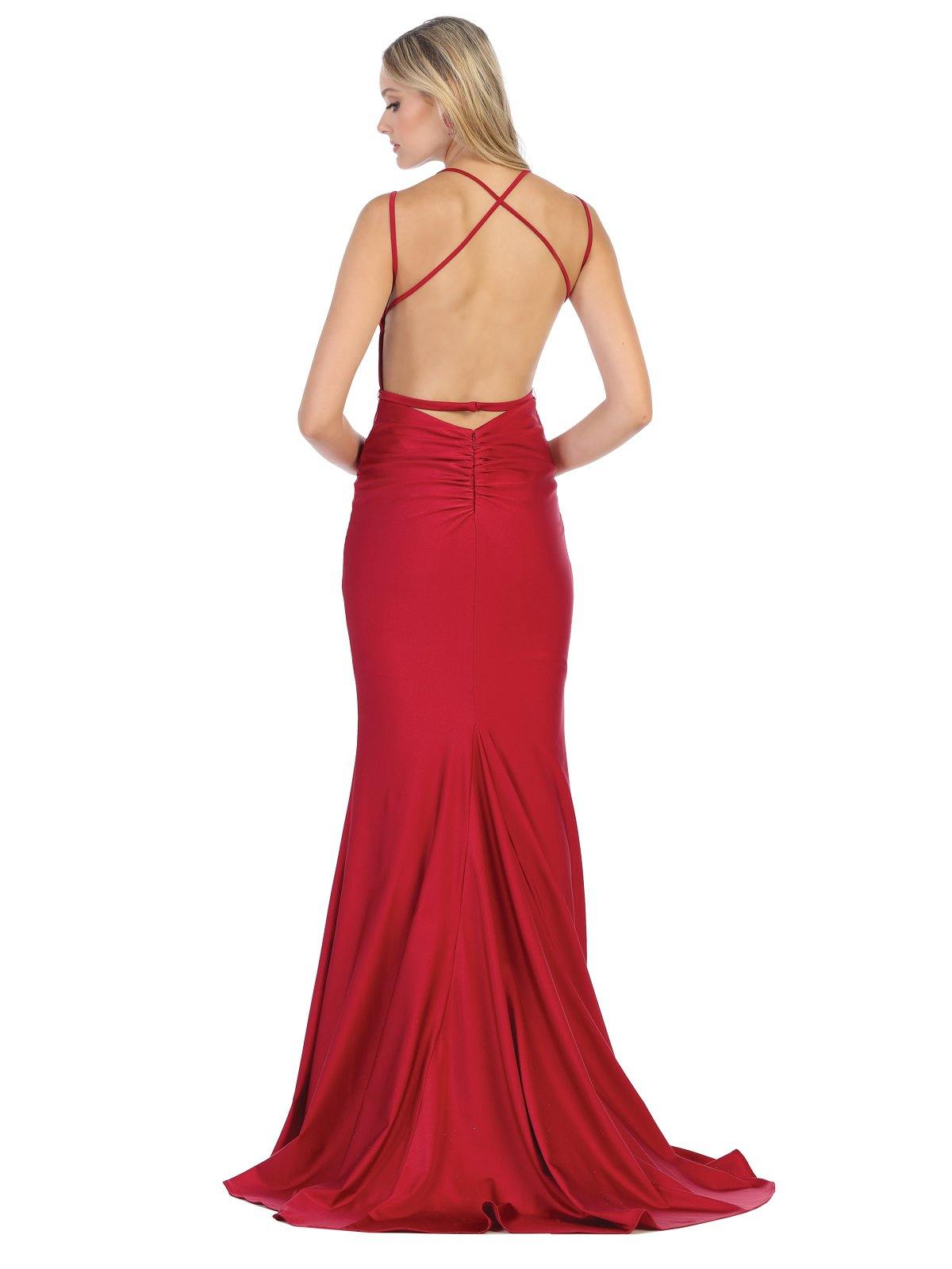 Long Formal Spaghetti Straps Prom Bridesmaids Dress Backless - The Dress Outlet May Queen