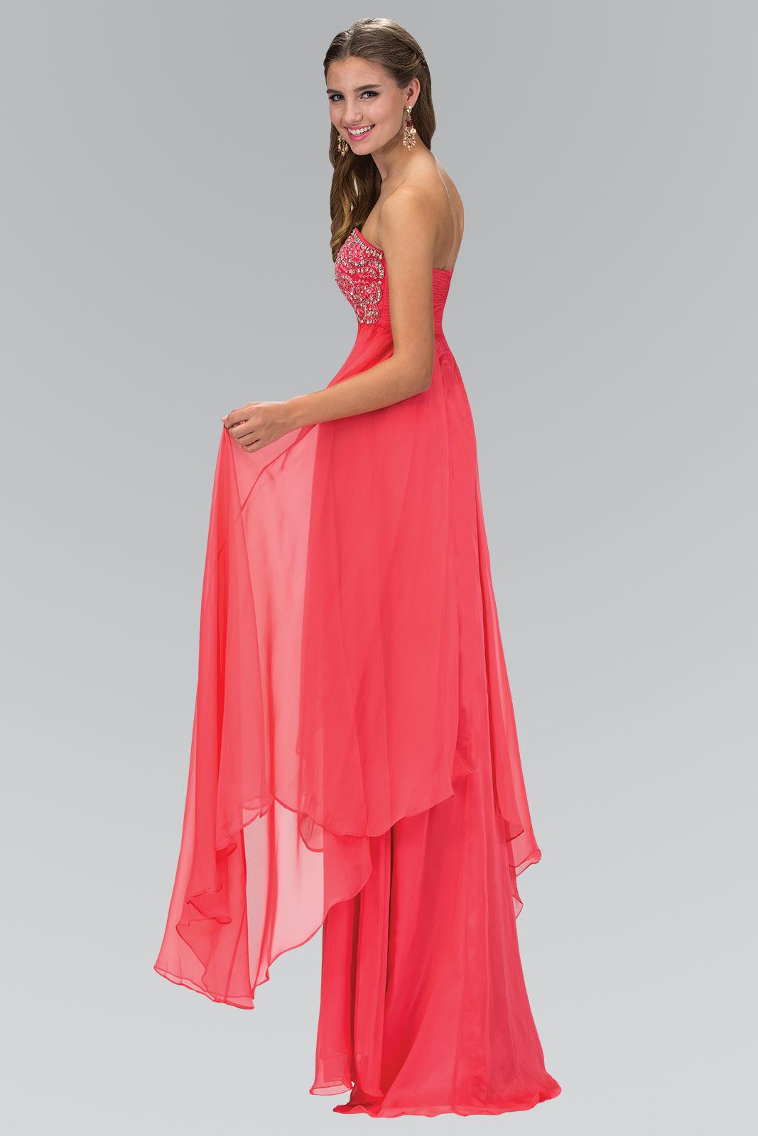 Long Formal Strapless Chiffon Prom Dress