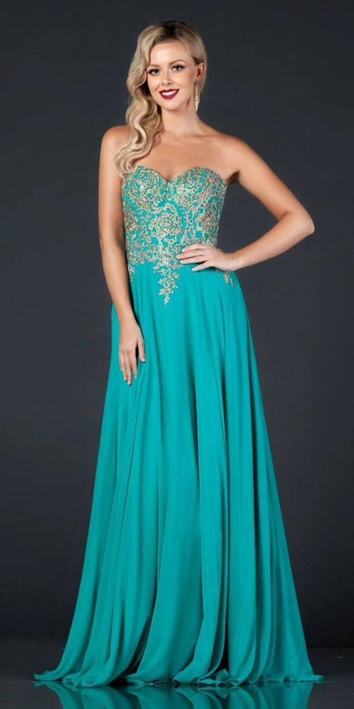 Jade Long Formal Strapless Evening Prom Dress