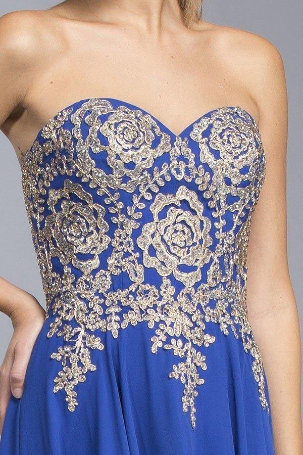 Long Formal Strapless Evening Prom Dress