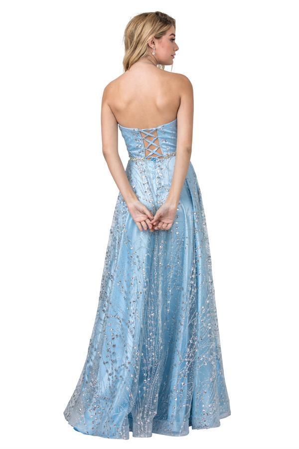 Long Formal Strapless Glitter Evening Prom Gown