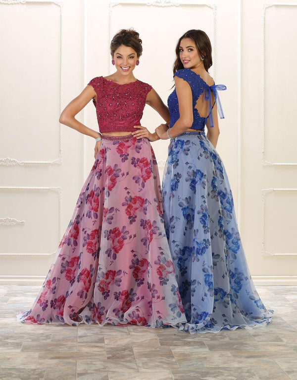 Long Formal Two Piece Set Prom Dress