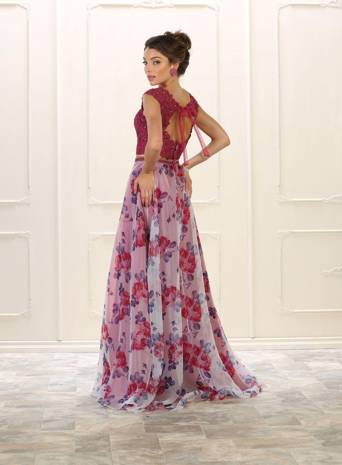 Long Formal Two Piece Set Prom Dress - The Dress Outlet May Queen