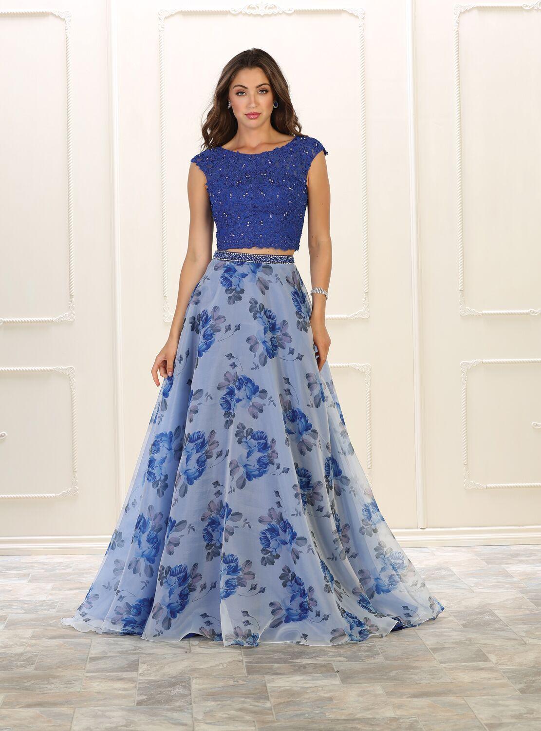 Long Formal Two Piece Set Prom Dress - The Dress Outlet May Queen