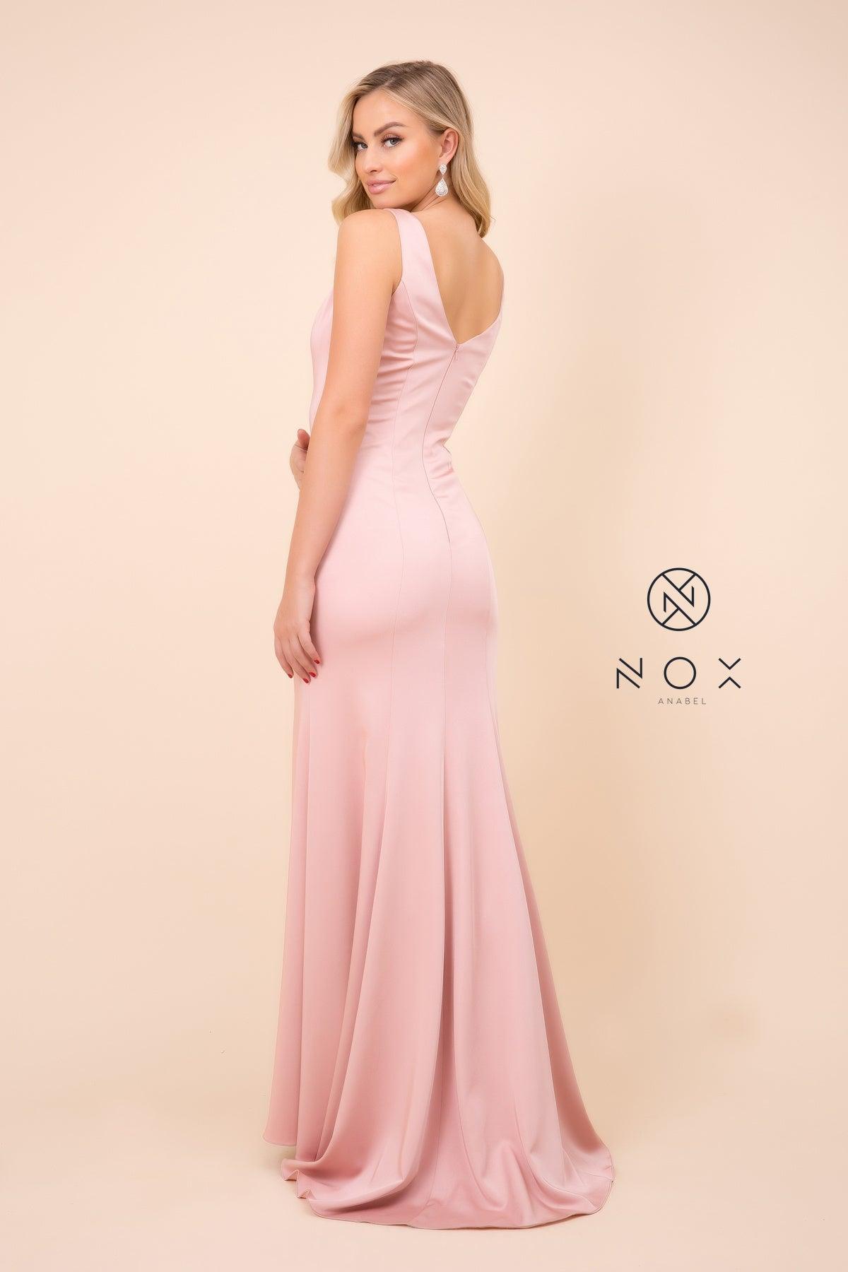 Long Formal V Neck Bridesmaid Dress - The Dress Outlet Nox Anabel