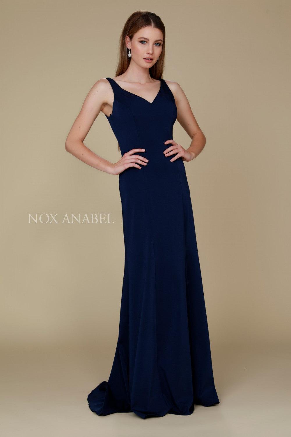 Long Formal V Neck Bridesmaid Dress - The Dress Outlet Nox Anabel