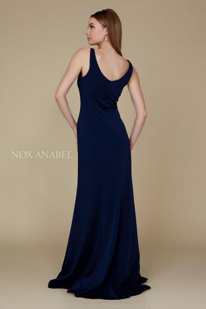 Long Formal V Neck Bridesmaid Dress - The Dress Outlet Nox Anabel