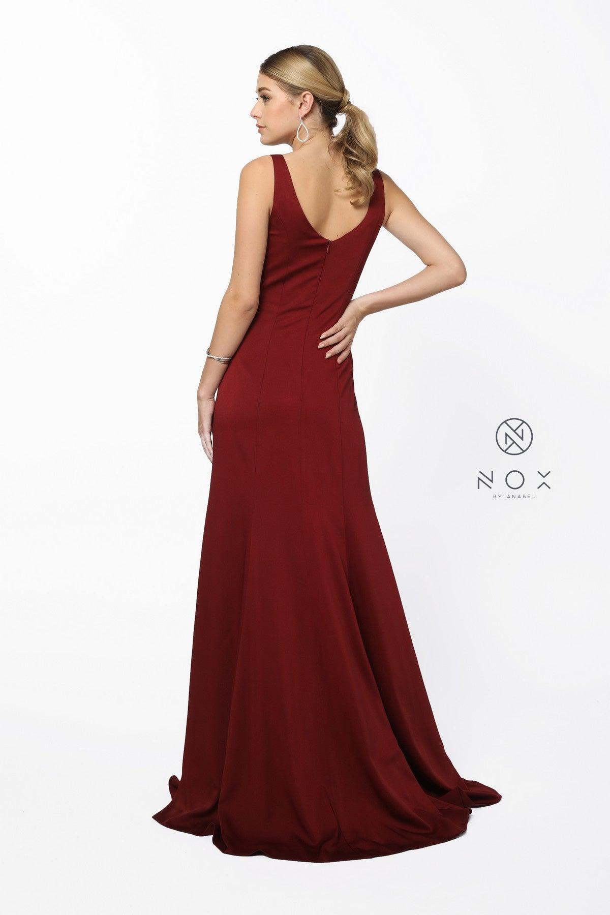 Long Formal V Neck Bridesmaid Dress - The Dress Outlet