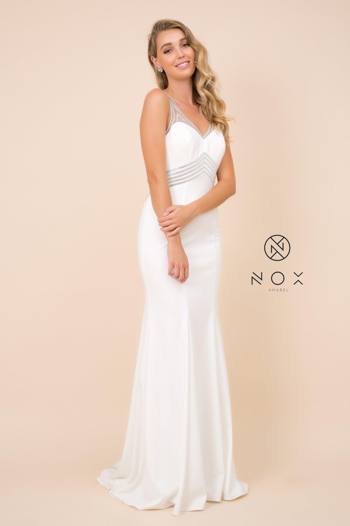 Long Formal Wedding Dress Ivory - The Dress Outlet Nox Anabel